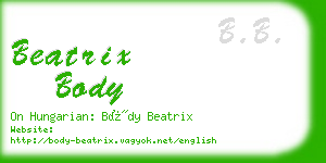 beatrix body business card